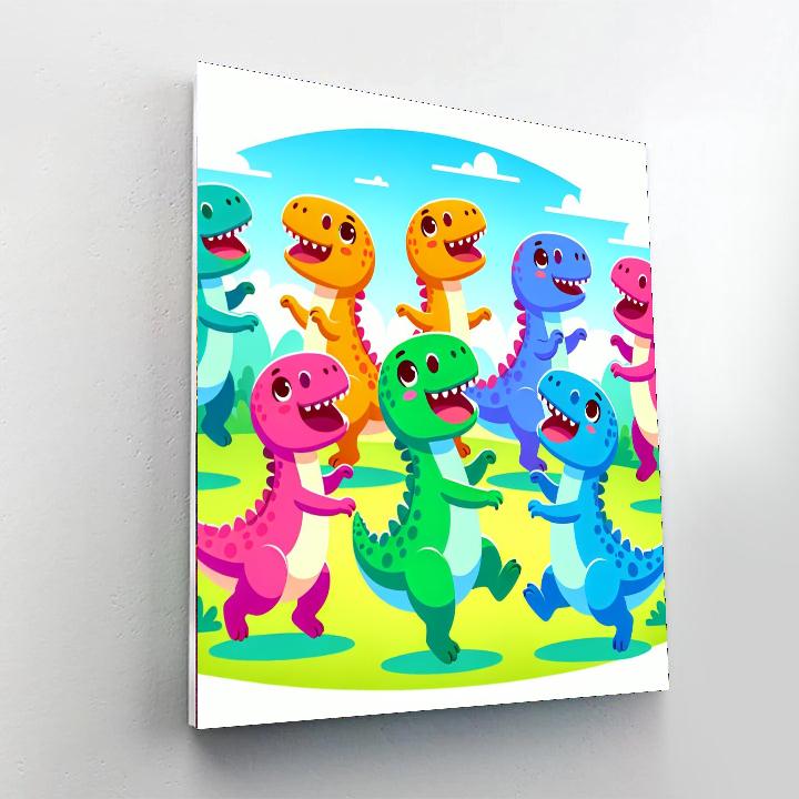 Dancing Dino Friends Numbered Painting Kits