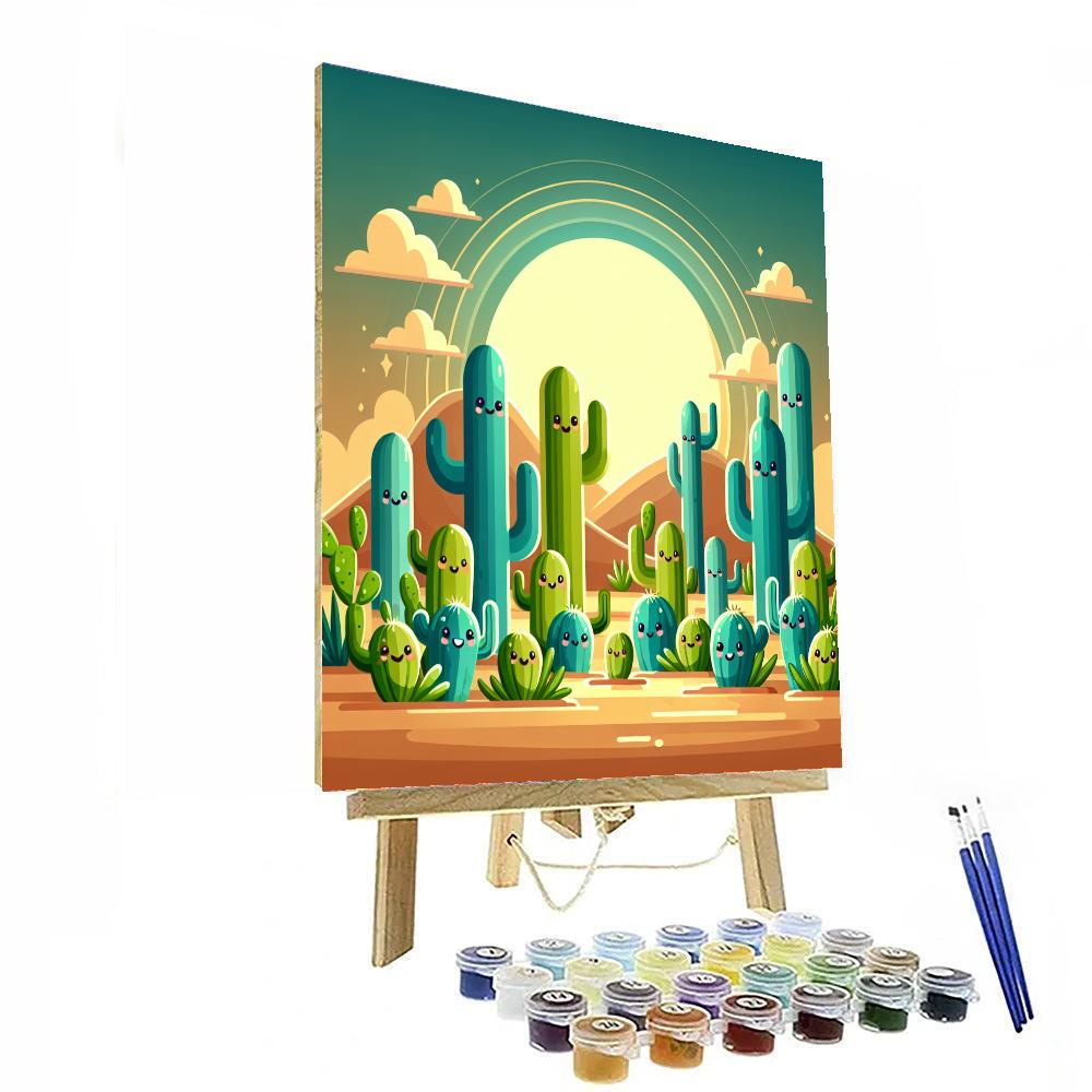 Charming Cactus Land Painting Number Kit