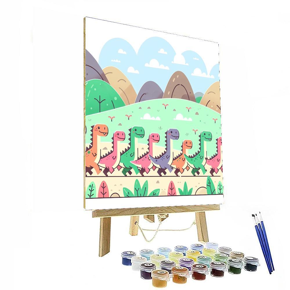 Friendly Dinosaurs Parade Paint By Numbers