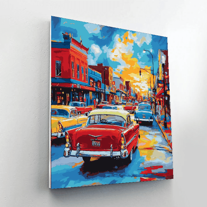 Edward Hopper Inspired Retro Car Showdown  Paint By Numbers Kits