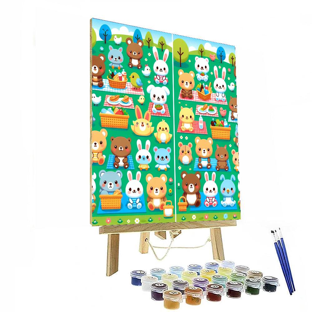 Cute Animal Picnic Party Painting Number Kit