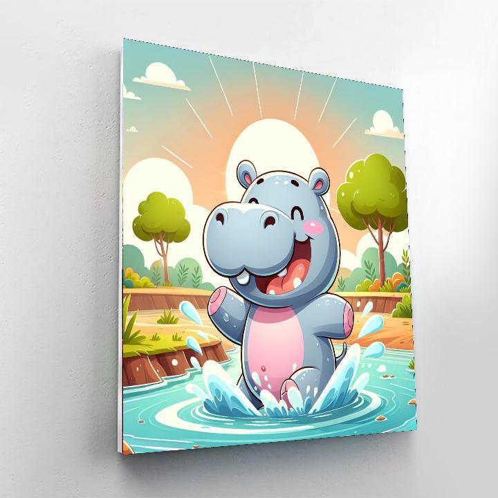 Playful Hippo Paint By Numbers Art
