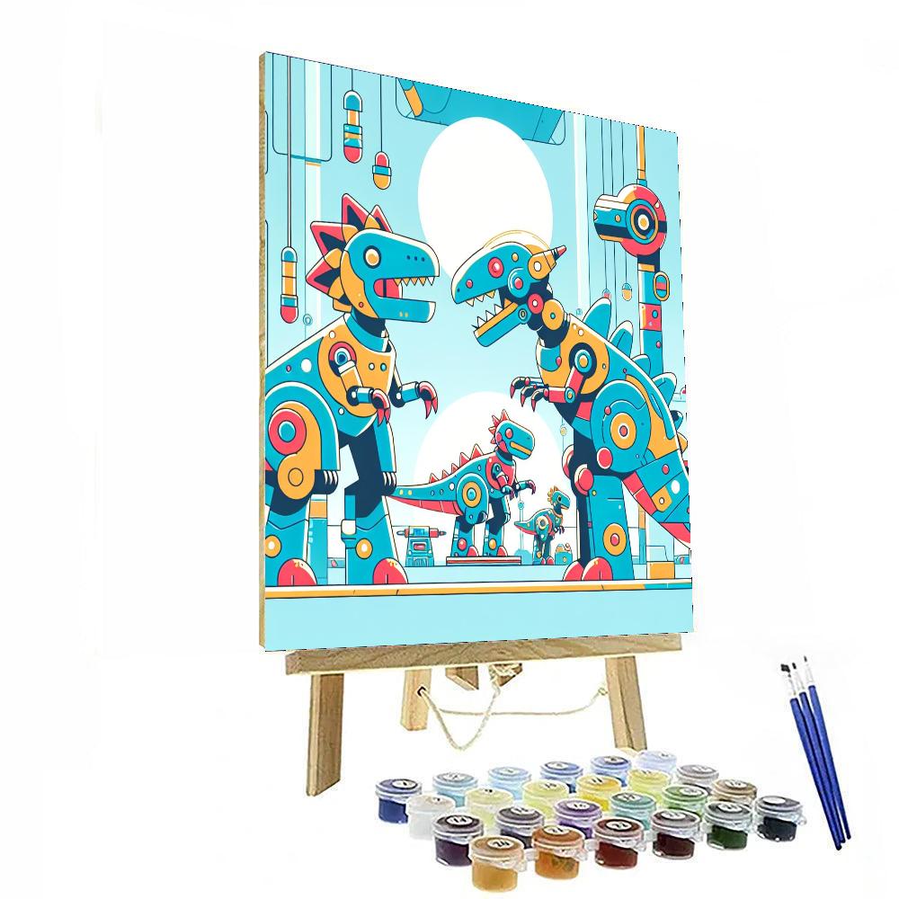 Tech-savvy Dino Robots Paint By Numbers Art