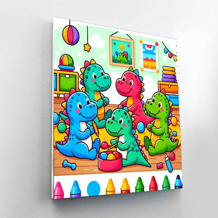 Playful Dino Daycare Paint By Numbers Art