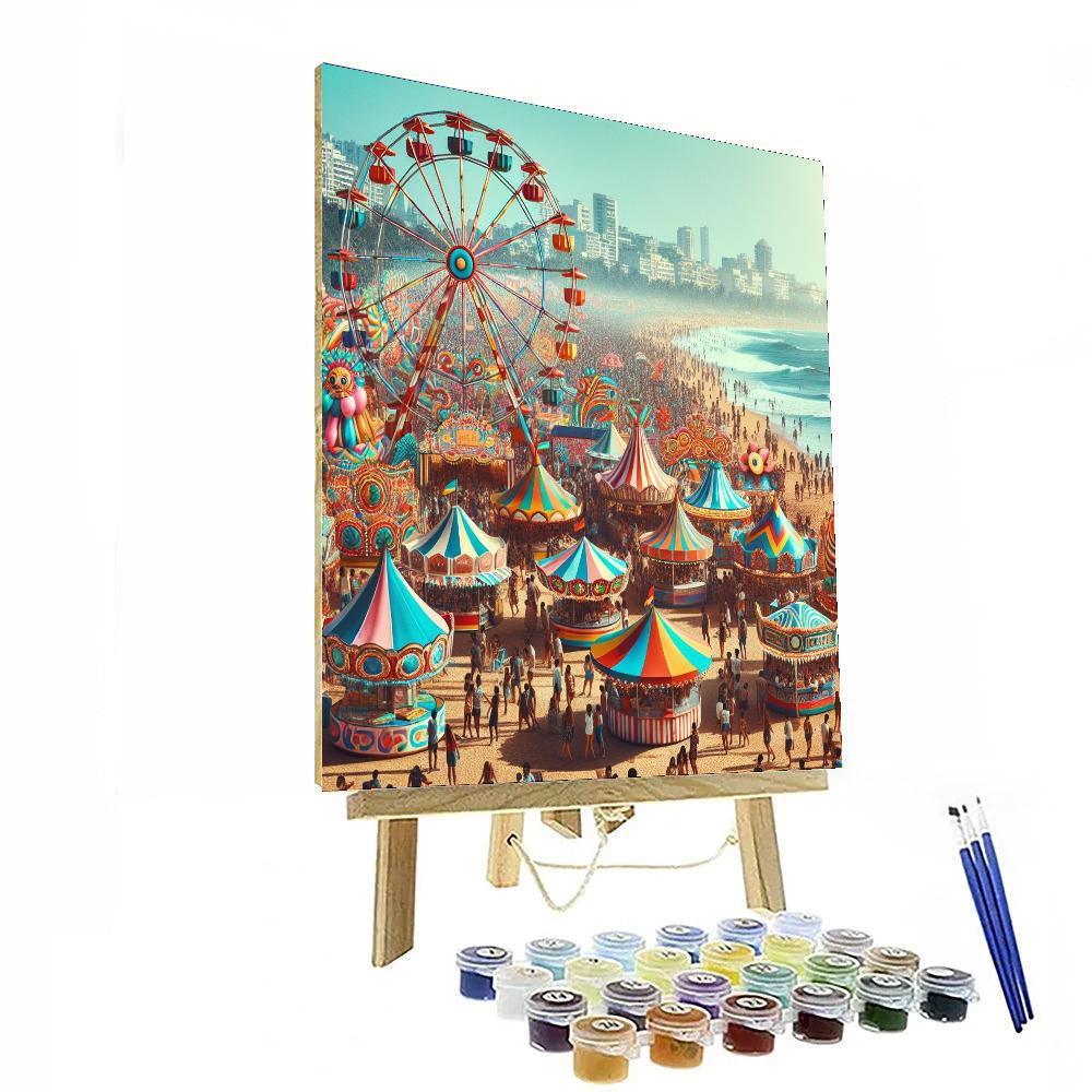 Vibrant Coastal Carnival Number Painting