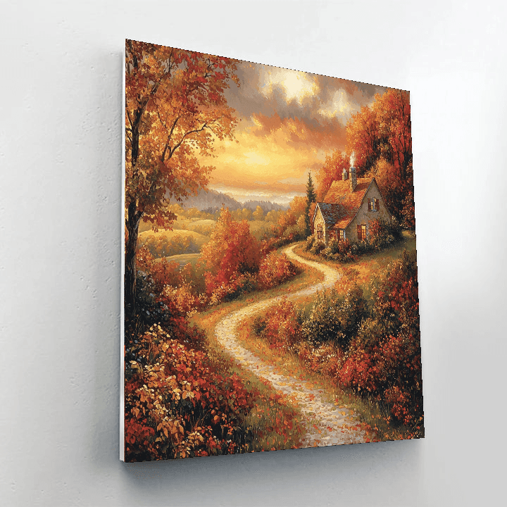 Thomas Kinkade Inspired Autumn In The Countryside  Painting By Numbers Kit