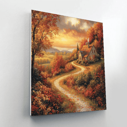 Thomas Kinkade Inspired Autumn In The Countryside  Painting By Numbers Kit