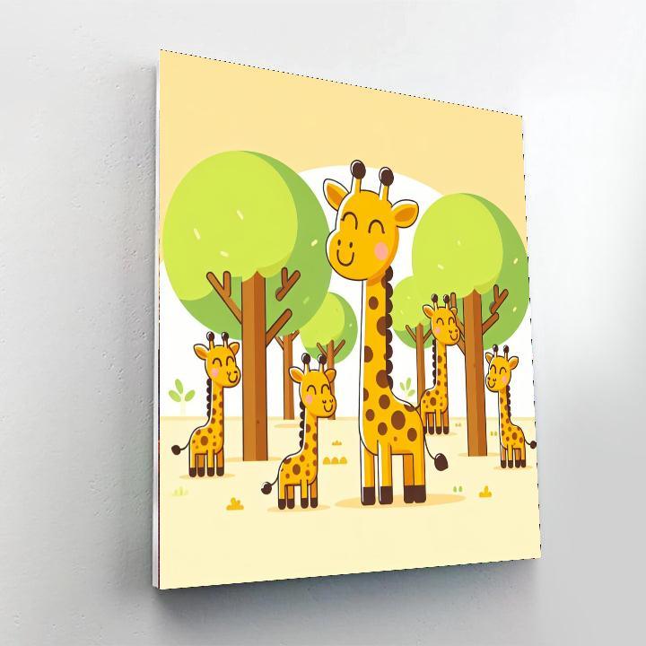 Gleeful Giraffes Paint By Numbers Art