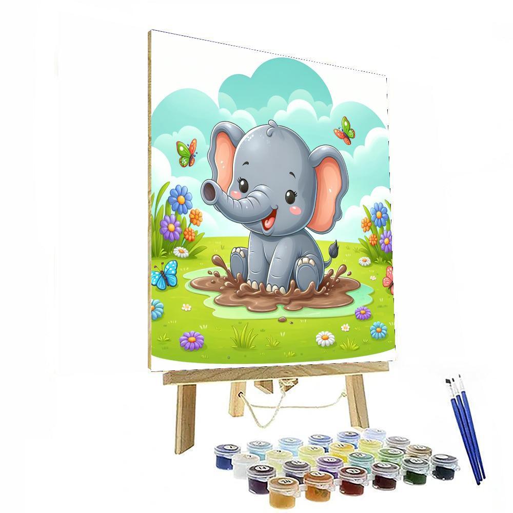 Cute Baby Elephant Paint By Numbers Art