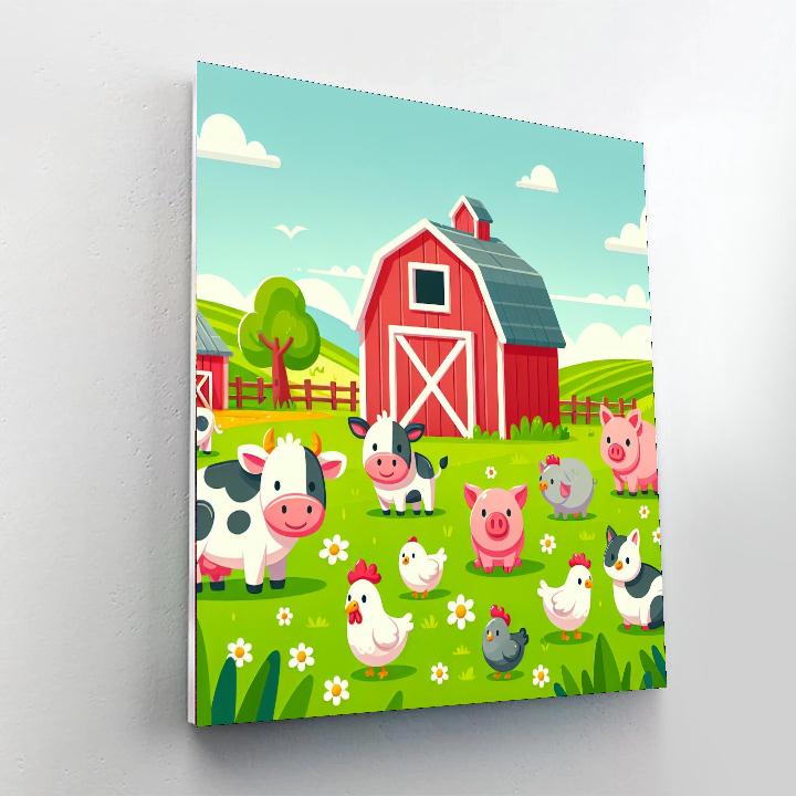 Farmyard Friends Frolic Paint By Numbers Art
