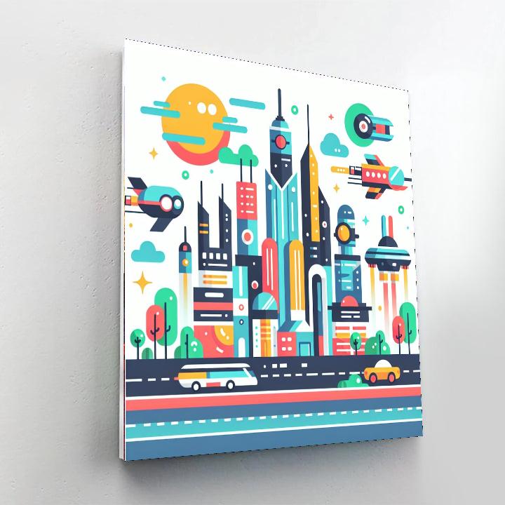 Futuristic City Exploration Painting Number Kit