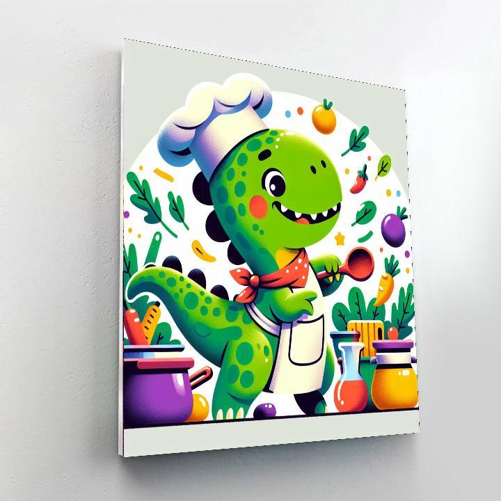 Silly Dino Chef DIY Paint By Numbers