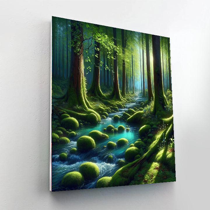 Gentle Stream In The Forest Painting Number Kit