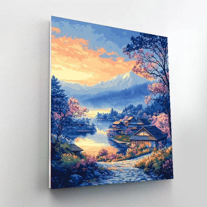 Katsushika Hokusai Inspired Hokusai's Tranquil Village  Numbered Painting Kits