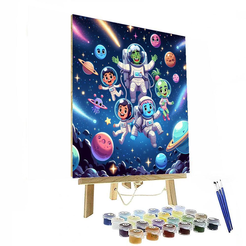 Cheerful Space Pals Number Painting