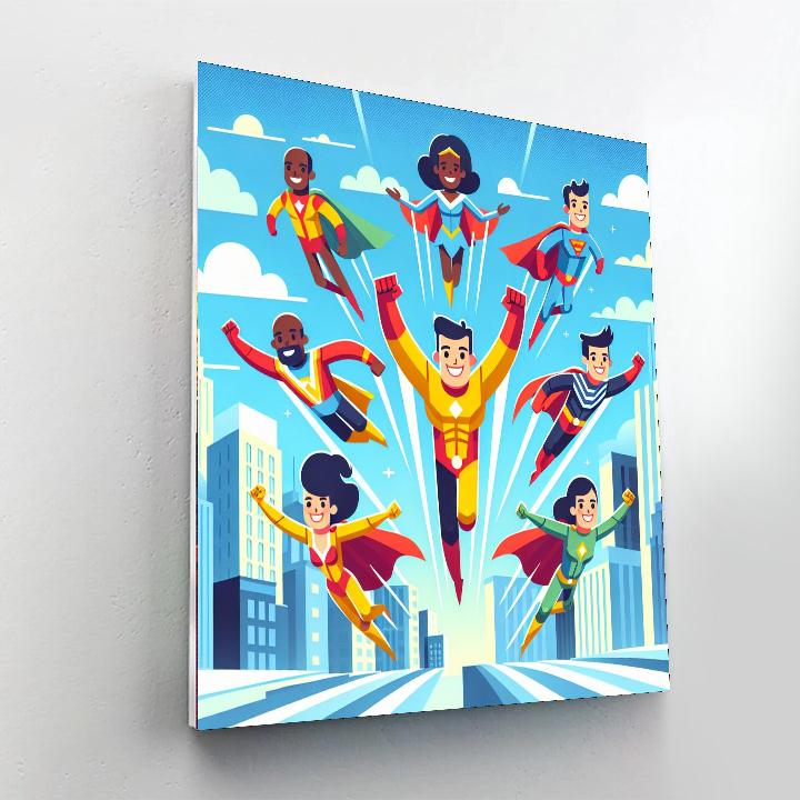 Silly Superheroes Unite Paint By Numbers Art
