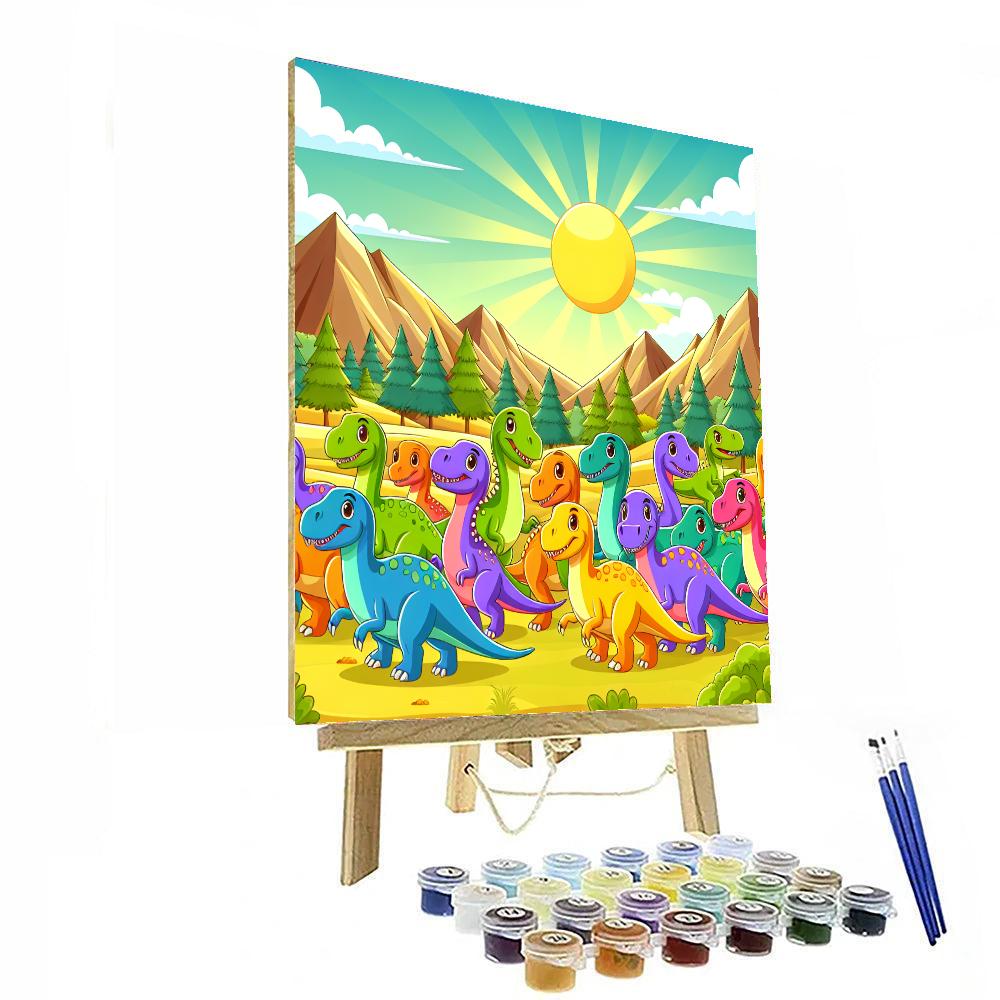 Sunny Day In Dino Valley Paint By Numbers Kits