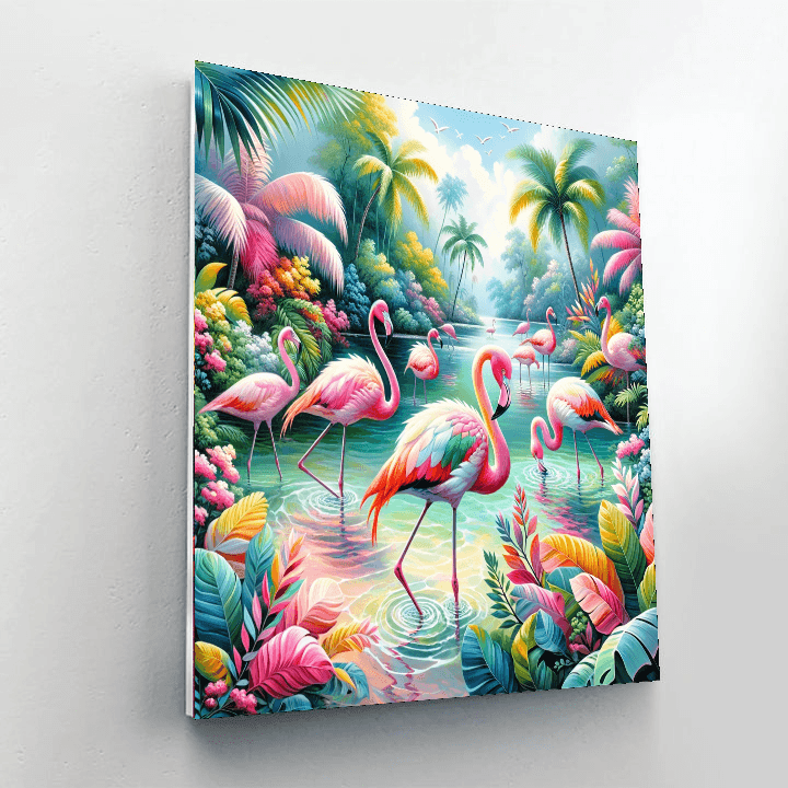 Exotic Flamingo Paradise Numbered Painting Kits