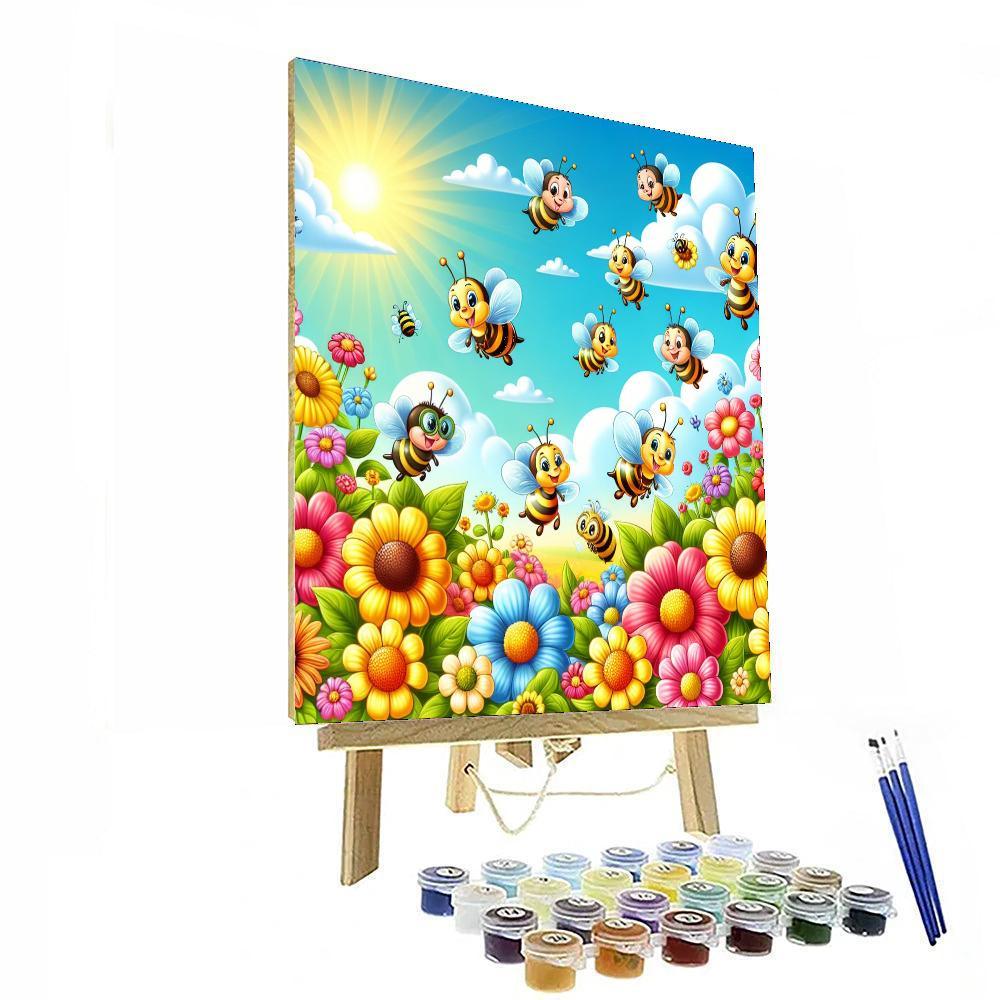Buzzy Bees And Flowers Paint By Color