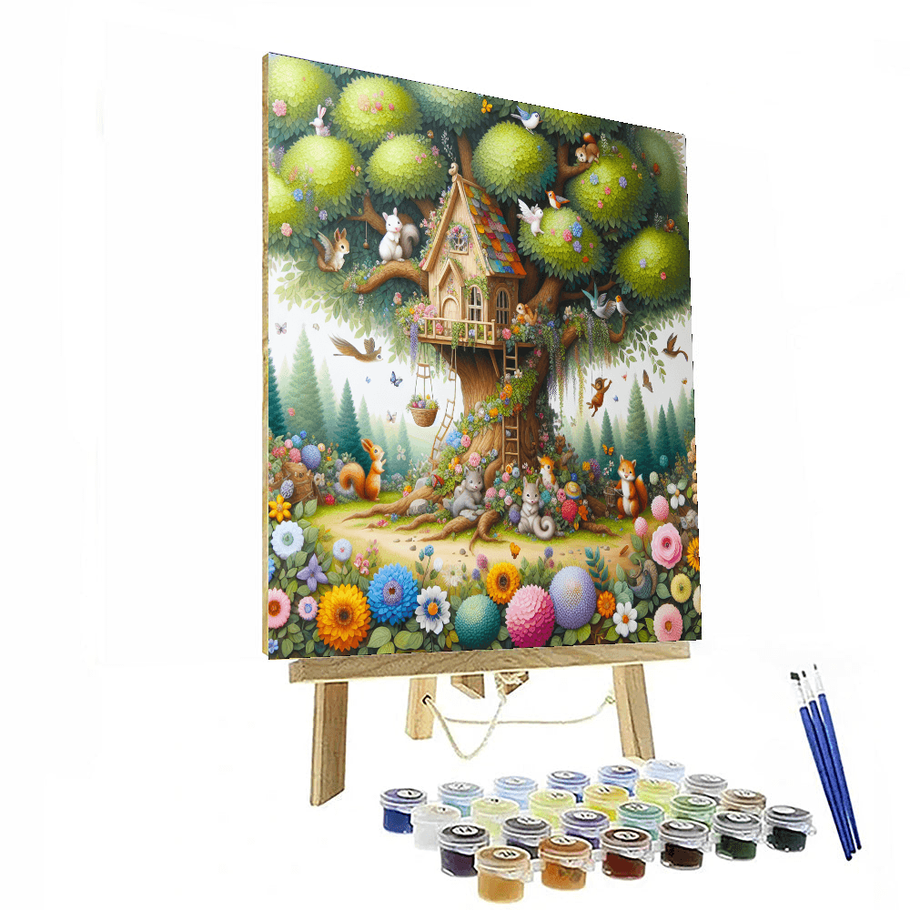 Whimsical Treehouse Adventures Paint By Numbers Art