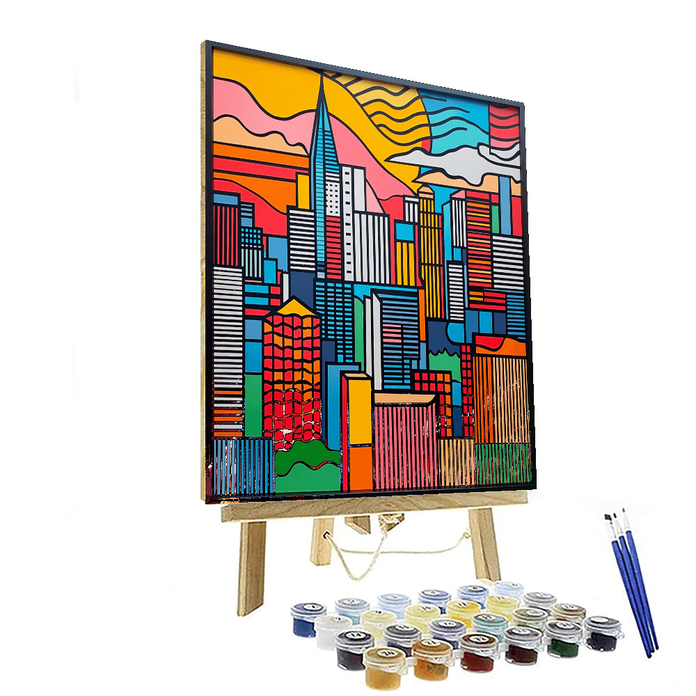 Roy Lichtenstein Inspired Cityscape Vibes  Paint By Color