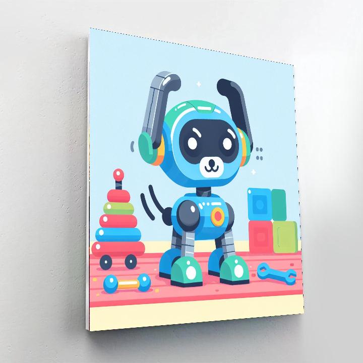 Cheerful Robot Pet Painting By Numbers Kit