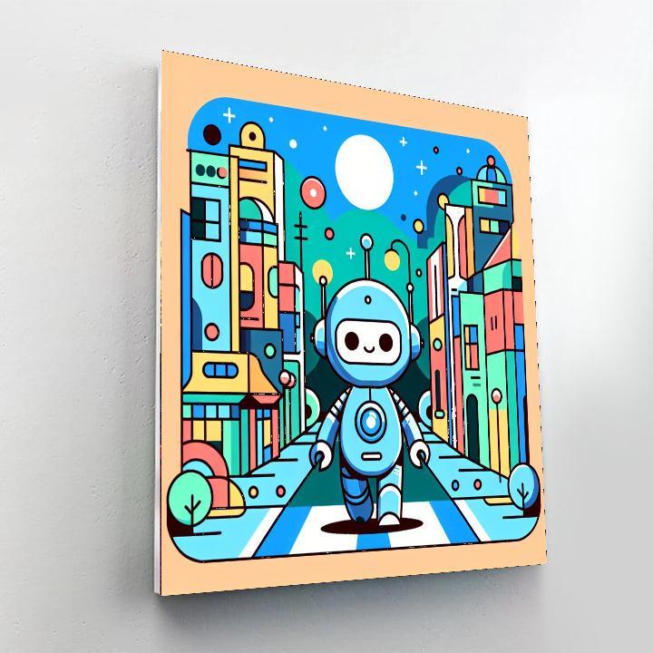 Colorful Robot Town DIY Paint By Numbers