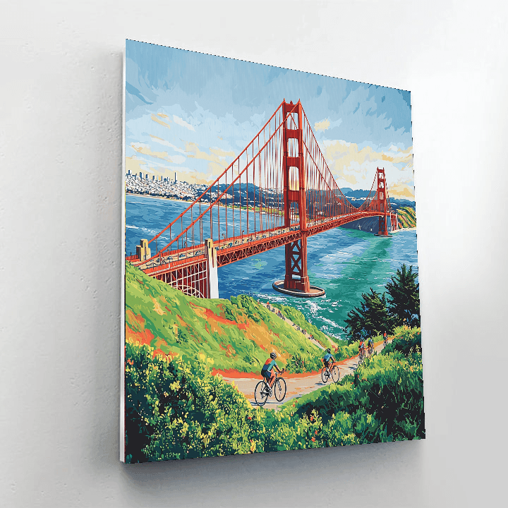 Biking The Golden Gate Bridge Paint By Numbers