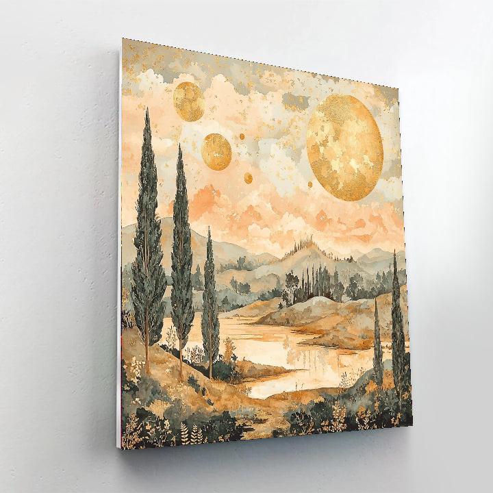 Gustav Klimt Inspired Aurora's Embrace  Paint By Numbers Kits