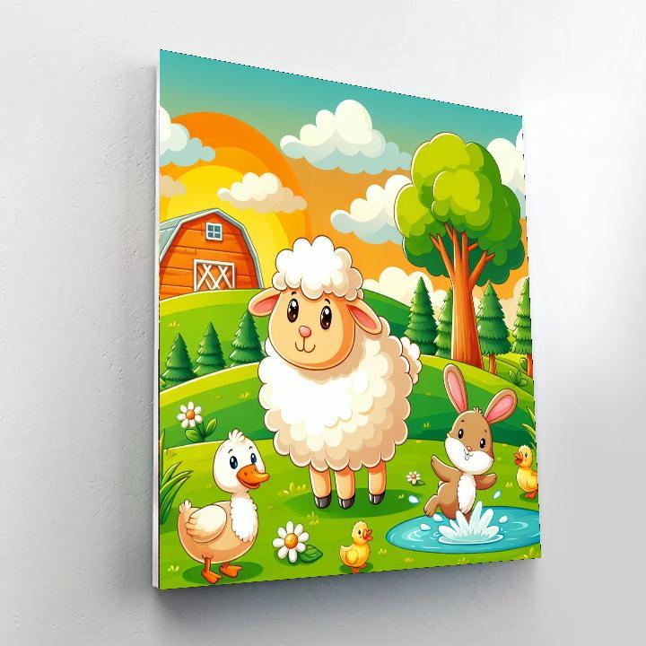 Cuddly Critters Farm Painting Number Kit