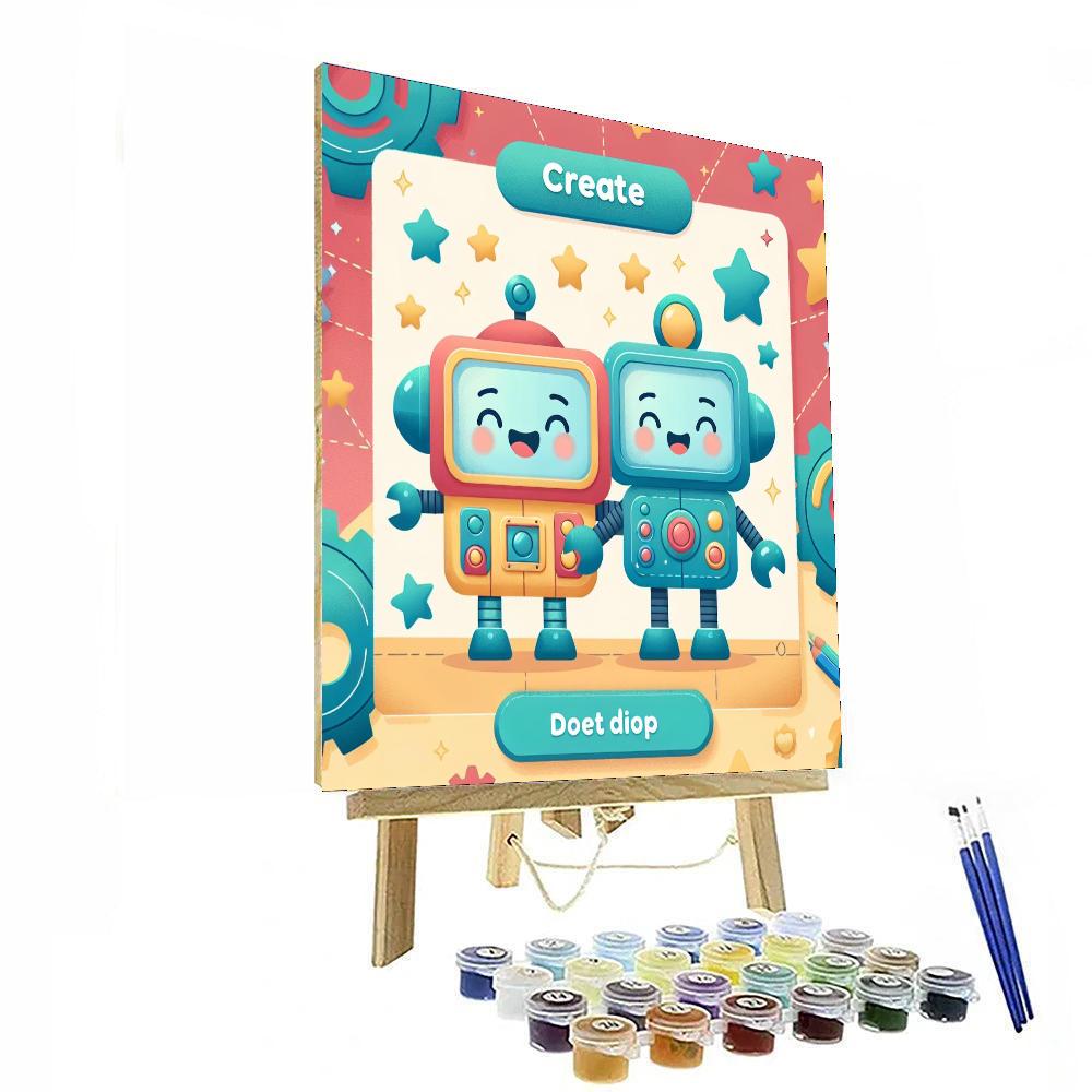 Friendly Robot Pals Painting By Numbers Kit