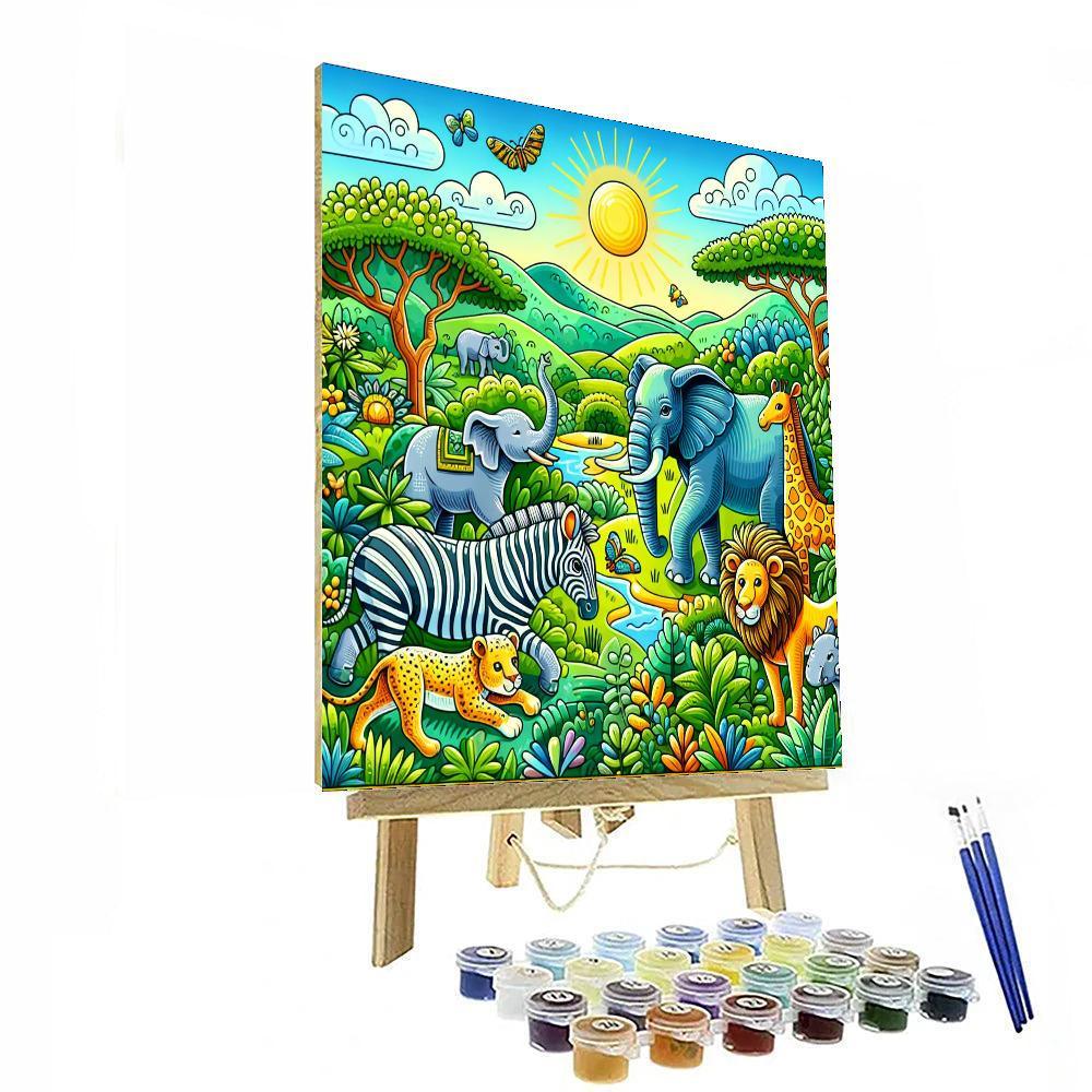 Joyful Playful Safari Painting By Numbers Kit