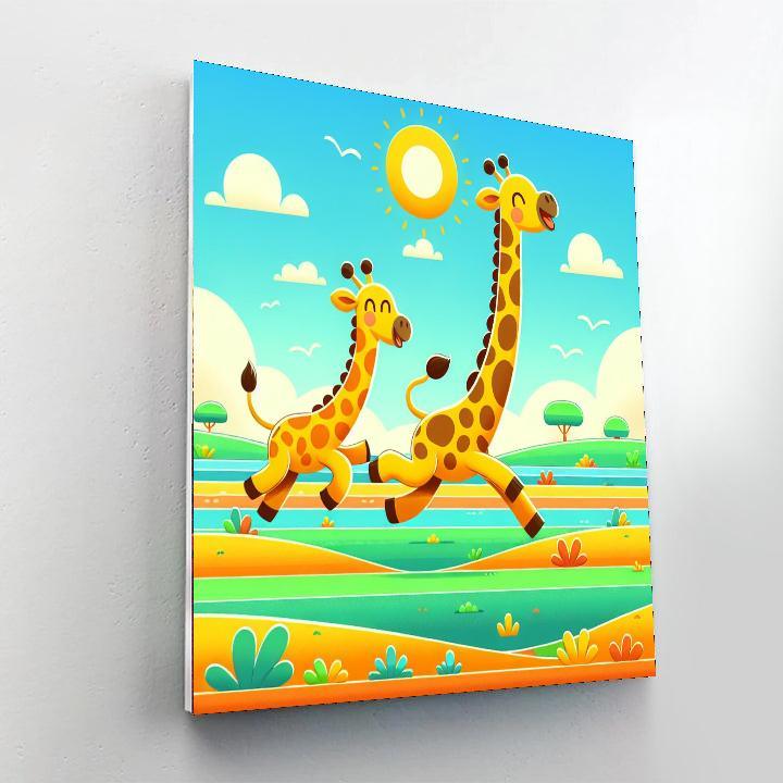 Galloping Giraffes Number Painting