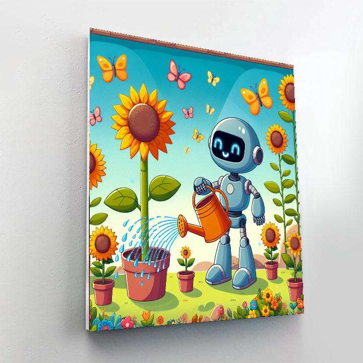 Happy Robot's Garden Number Painting