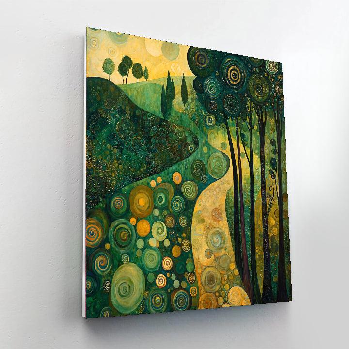 Gustav Klimt Inspired Enchanted Landscape  Number Painting