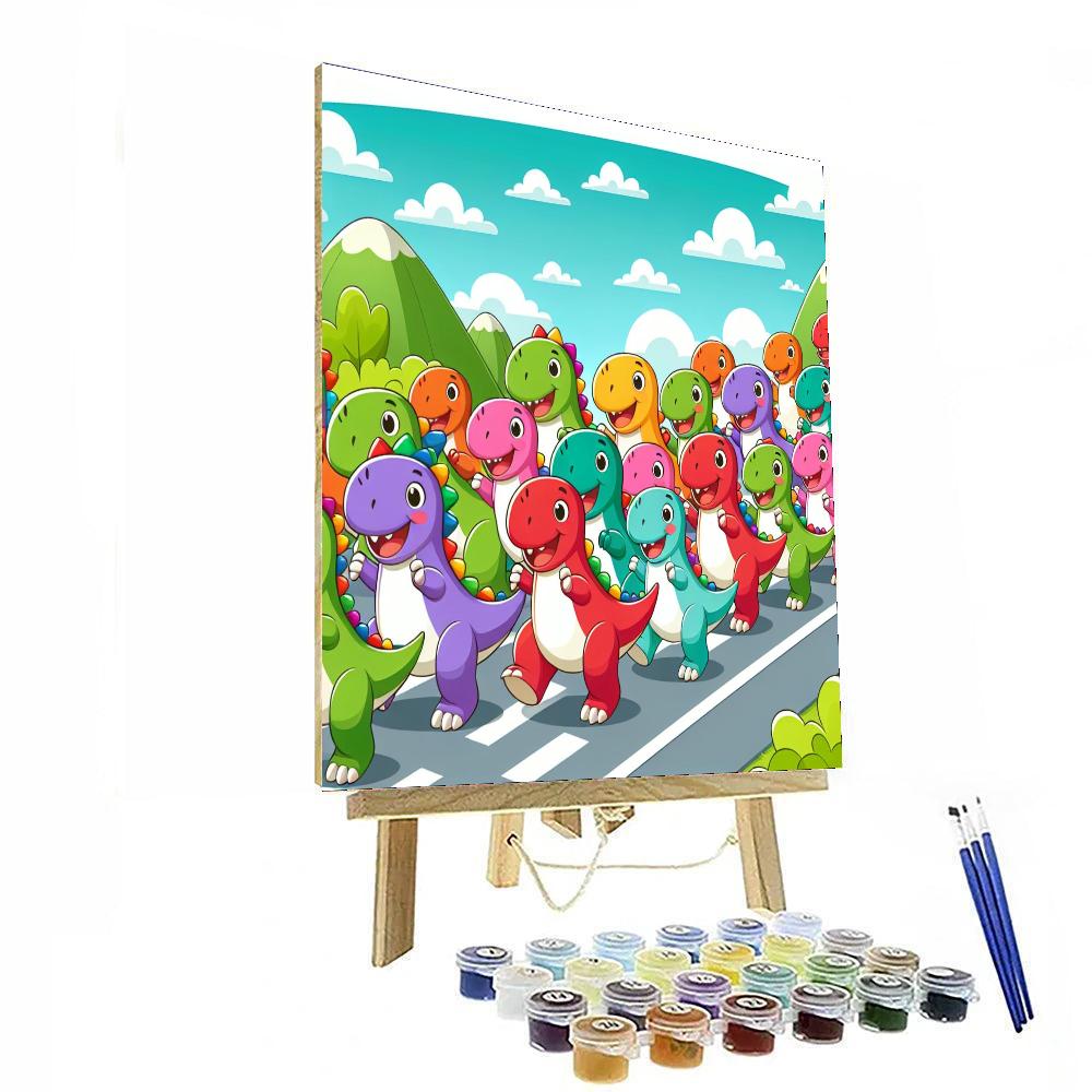 Cute Dino Parade Paint By Numbers Art