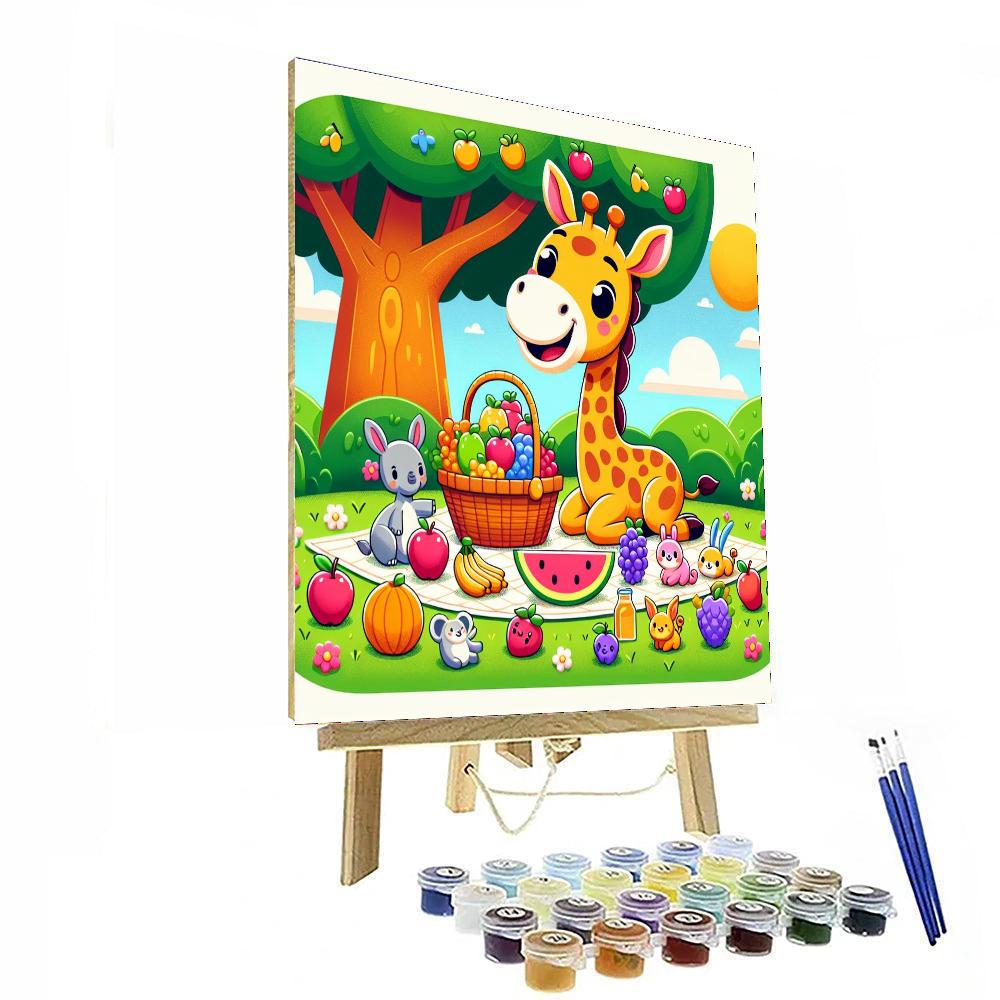 Joyful Giraffe Picnic Paint By Numbers Art