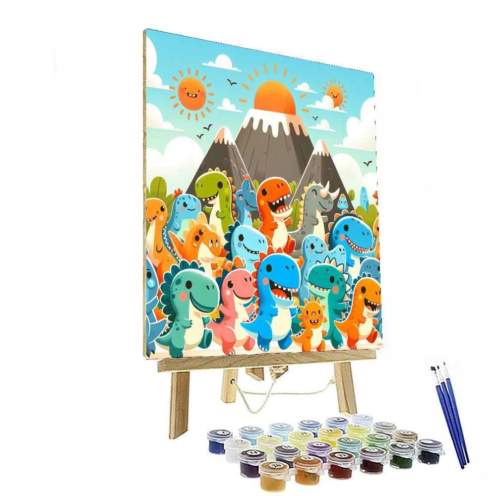 Cheerful Dinosaur Parade Painting By Numbers Kit