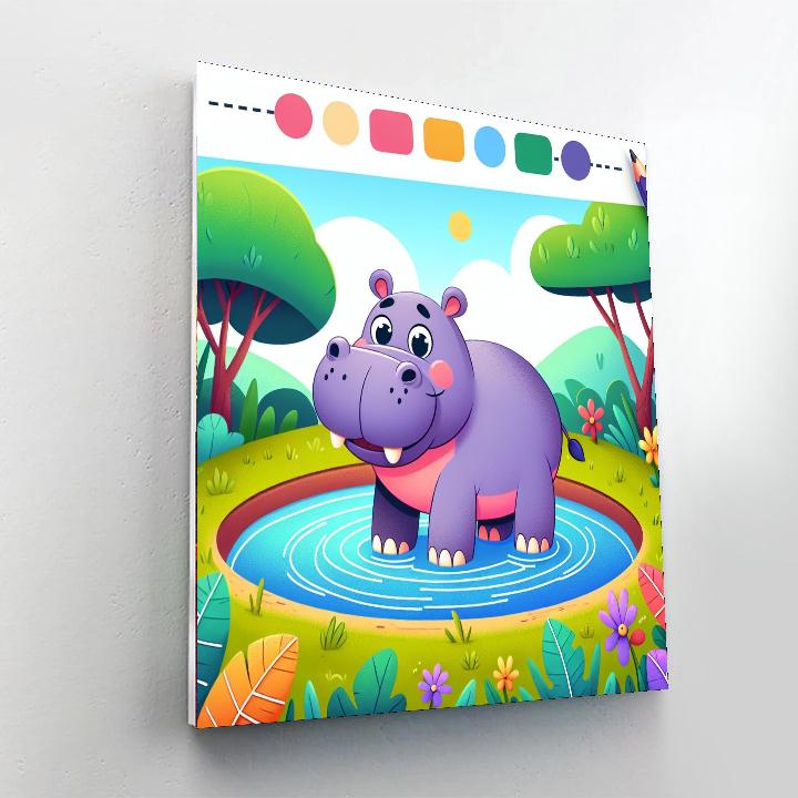 Hippo's Happy Waterhole Painting Number Kit