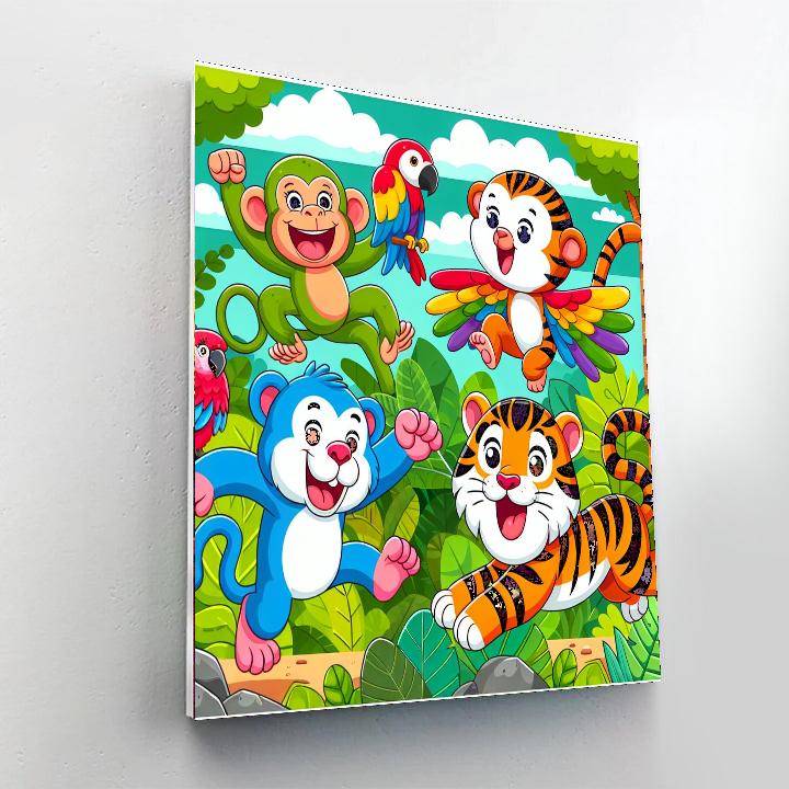Bouncing Jungle Animals Painting By Numbers Kit