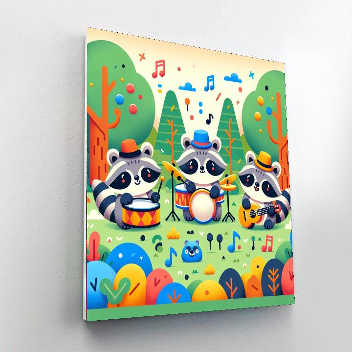 Rhythm And Rhyme Raccoons Numbered Painting Kits