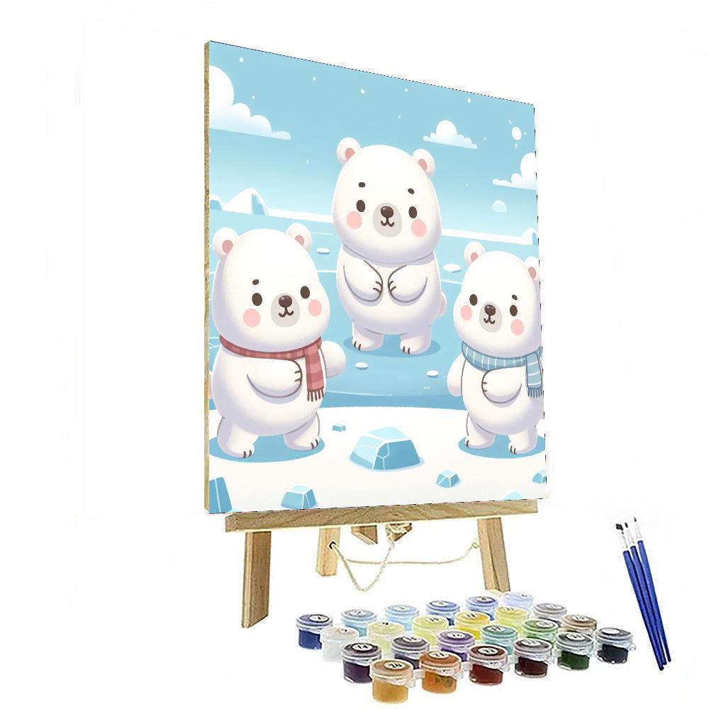 Playful Polar Bear Adventures Paint By Numbers Art