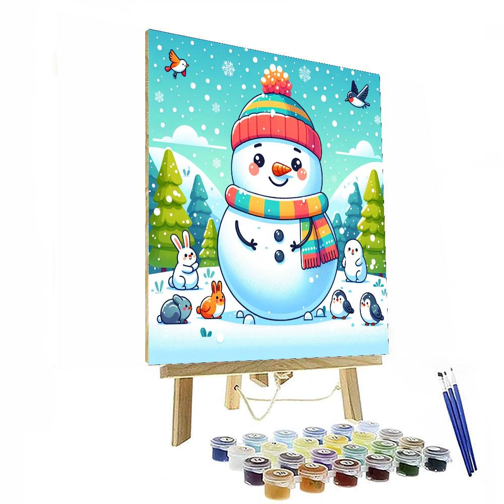 Cozy Snowman Painting Number Kit