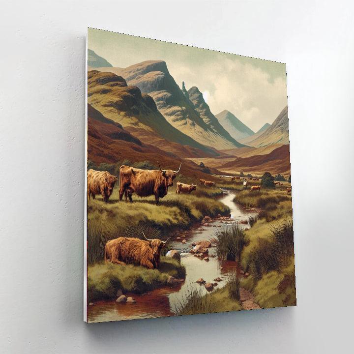Highland Cow's Rustic Peace Paint By Number
