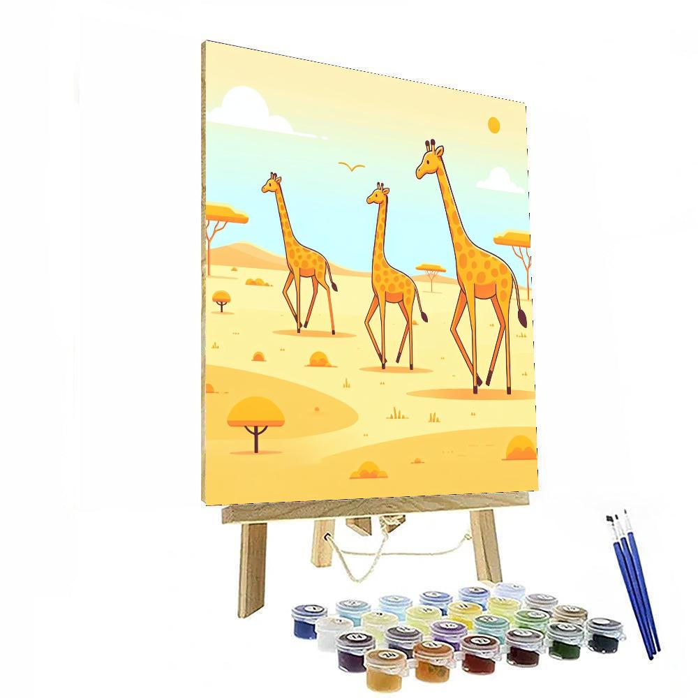Gentle Giraffe Journey Paint By Numbers Art