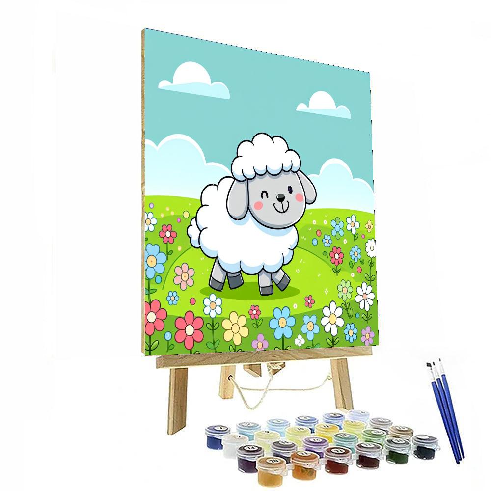 Fluffy Sheep's Meadow Stroll Paint By Numbers