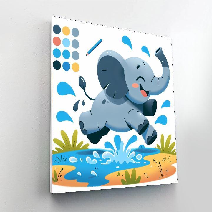 Playful Elephant Splash Paint By Color