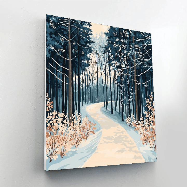 Caspar David Friedrich Inspired Winter Forest Trail  Paint By Color