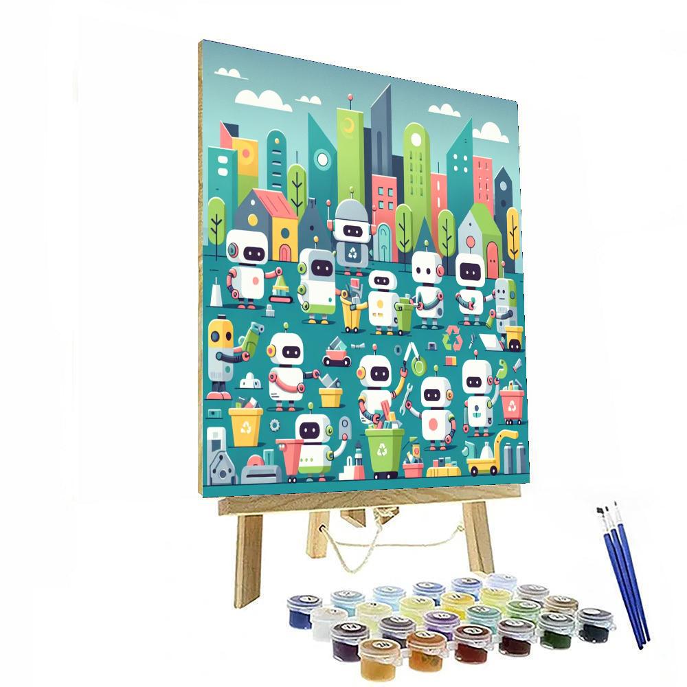 Robot Recycling Rally Paint By Numbers