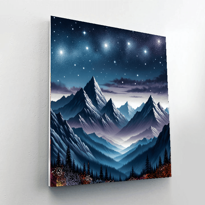 Majestic Starlit Mountains Paint By Color
